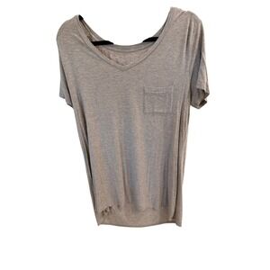 Mossimo Supply Co Womens XXL V-Neck Pocket Tee Short Sleeve Heather Tan Shirt